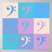 Music Bass Clef Pastel Colors Poster (Voorkant)