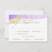 Music Bat Mitzvah Paarse gouden reactie RSVP Kaartje (Voorkant)