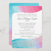 Music Bat Mitzvah Waterverf en Silver Kaart (Voorkant / Achterkant)