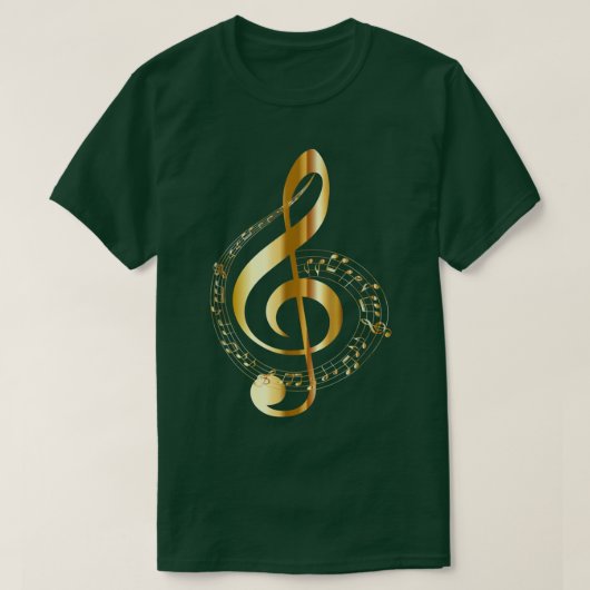 Music Beach Note Gold, Navy T-shirt (Design voorkant)