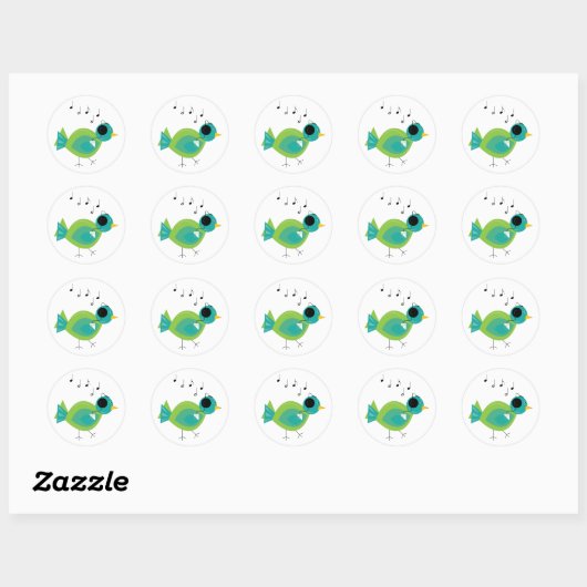 Music Bird Ronde Sticker (Vel)