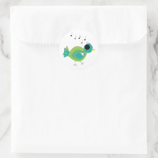 Music Bird Ronde Sticker (Tas)
