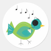 Music Bird Ronde Sticker (Voorkant)