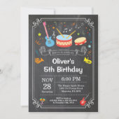 Music Birthday Party Invitation Chalkboard Kaart (Voorkant)