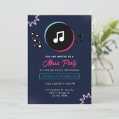 Music Birthday Party Uitnodiging (Staand voorkant)