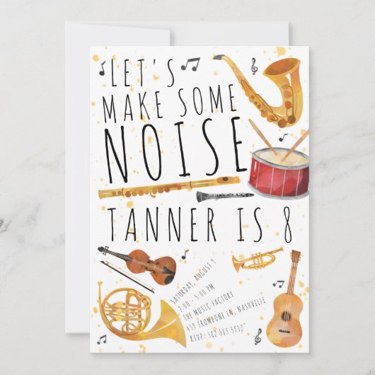 Music Birthday Party Uitnodiging (Voorkant)