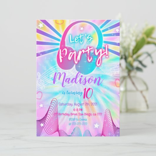 Music Birthday Uitnodiging (Staand voorkant)