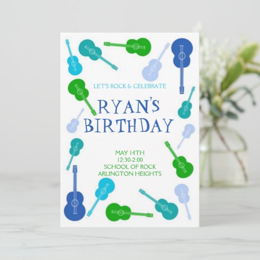 Music Birthday Uitnodiging (Staand voorkant)