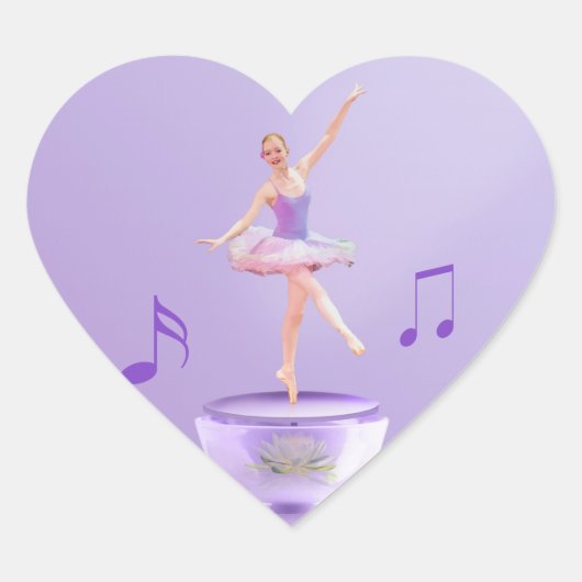Music Box Ballerina Hart Sticker (Voorkant)