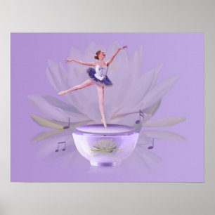 Music Box Ballerina met Water Lily Poster