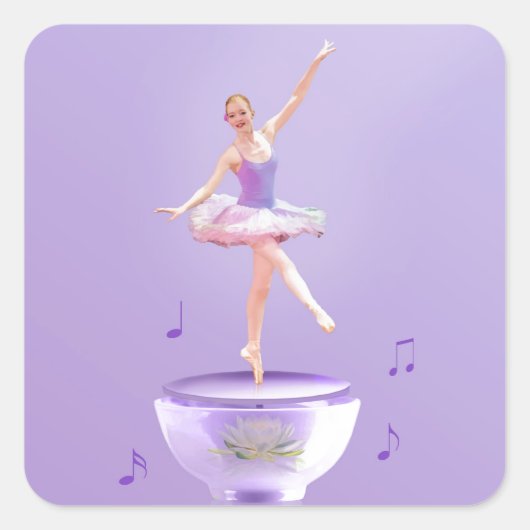 Music Box Ballerina  Vierkante Sticker (Voorkant)
