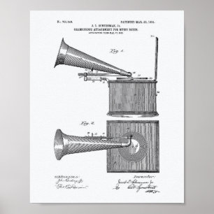 Music Boxs 1904 Patent Art-witboek Poster