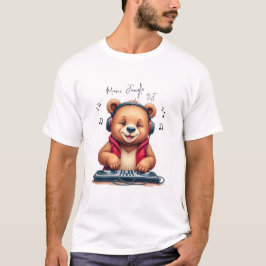 Music Boy, Happy Grizzly Beer DJ T-shirt, Feest T-shirt
