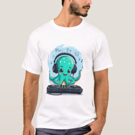 Music Boy, Happy Octopus DJ T-shirt, Feest T-shirt