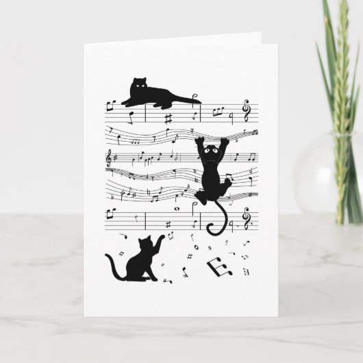 Music Cat Cats Cute Funny Musician Gift Kaart (Voorkant)