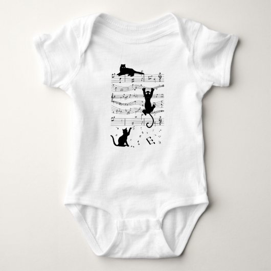 Music Cat Cats Cute Funny Musician Gift Romper (Voorkant)
