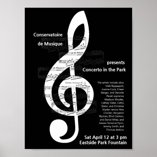 Music Choir Concert Treble Clef Promotion Poster (Voorkant)