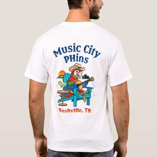 Music City Phins Mannen Terug Logo T-shirt (Achterkant)