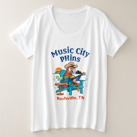 Music City Phins Vrouwen Plus Front Logo T-shirt (Design voorkant)