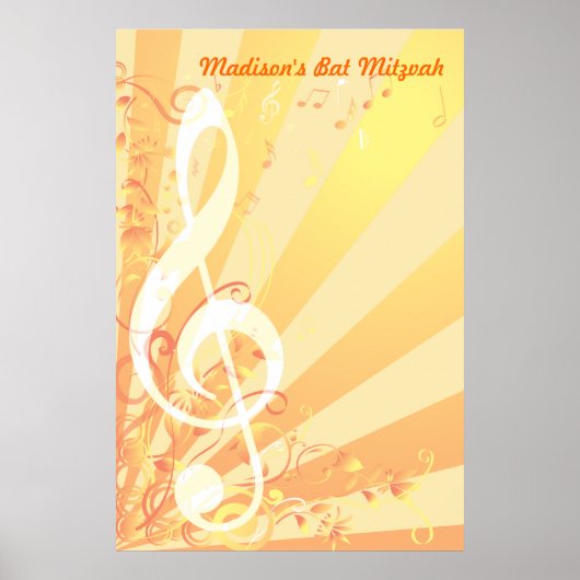 Music Clef Bat Mitzvah Sign-In Poster (Voorkant)