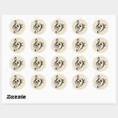 Music Clef Black Tan Ronde Sticker (Vel)