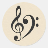Music Clef Black Tan Ronde Sticker (Voorkant)