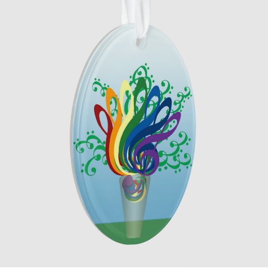 Music Clef Bouquet in Translucent Vase Ornament (voorkant)