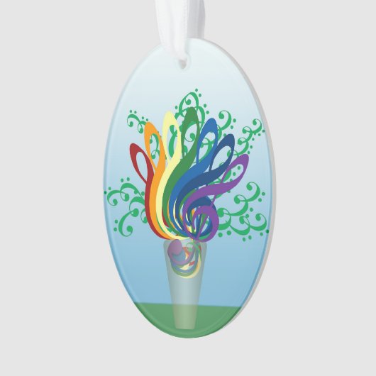 Music Clef Bouquet in Translucent Vase Ornament (voorkant)