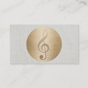 Music Clef Gold Circle Classy Linen Musical Visitekaartje