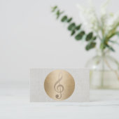 Music Clef Gold Circle Classy Linen Musical Visitekaartje (Staand voorkant)