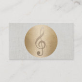 Music Clef Gold Circle Classy Linen Musical Visitekaartje (Voorkant)
