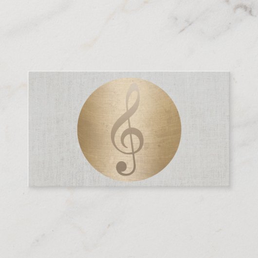 Music Clef Gold Circle Classy Linen Musical Visitekaartje (Voorkant)