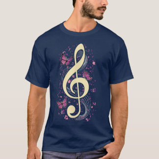 Music Clef with Butterflies Music T-shirt
