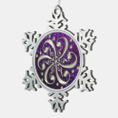 Music Clefs Paarse Glitter-kerstversiering Tin Sneeuwvlok Ornament (Rechts)