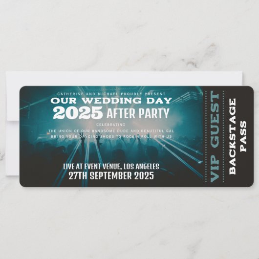 Music Concert VIP-kaartje en RSVP-bruiloft Kaart (Voorkant)