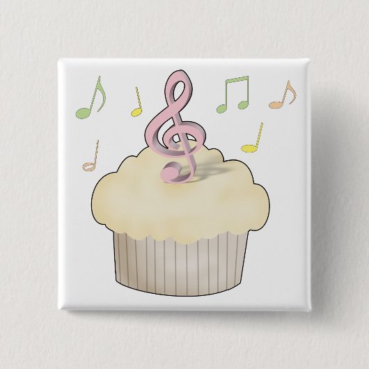 Music Cupcake Vierkante Button 5,1 Cm (Voorkant)