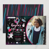Music Dance Party Photo Birthday Invitation Kaart (Voorkant / Achterkant)