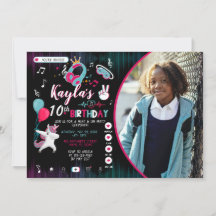 Music Dance Party Photo Birthday Invitation