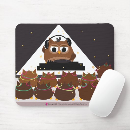 Music DJ Owl Design - Mousepad Muismat (Met muis)