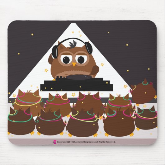 Music DJ Owl Design - Mousepad Muismat (Voorkant)