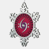 Music Double Bass Clef Silver Ornament (Rechts)