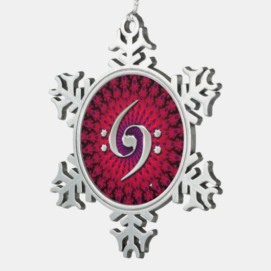 Music Double Bass Clef Silver Ornament (Rechts)