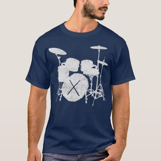 Music Drum Set met drumsticks Silhouette T-shirt (Voorkant)