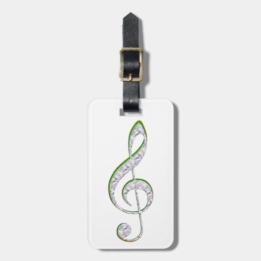 MUSIC Emerald en Diamond Treble Clef Bagagelabel (Voorkant verticaal)