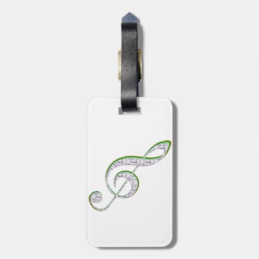 MUSIC Emerald en Diamond Treble Clef Bagagelabel (Achterkant verticaal)