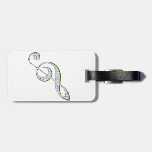 MUSIC Emerald en Diamond Treble Clef Bagagelabel (Achterkant horizontaal)