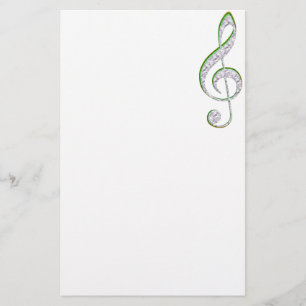MUSIC Emerald en Diamond Treble Clef Briefpapier