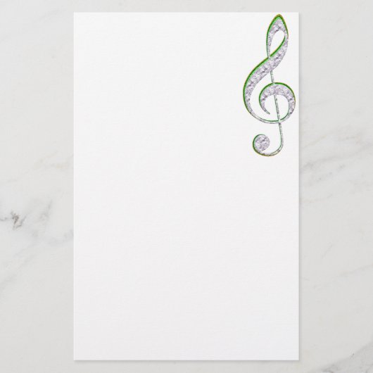 MUSIC Emerald en Diamond Treble Clef Briefpapier (Voorkant)