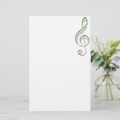 MUSIC Emerald en Diamond Treble Clef Briefpapier (Staand voorkant)