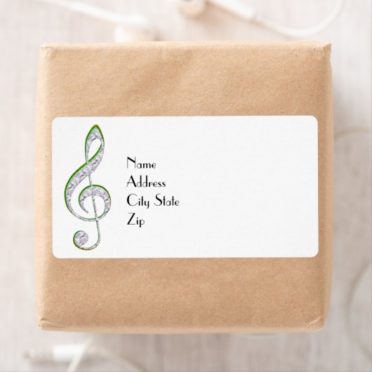 MUSIC Emerald en Diamond Treble Clef Etiket (Insitu)